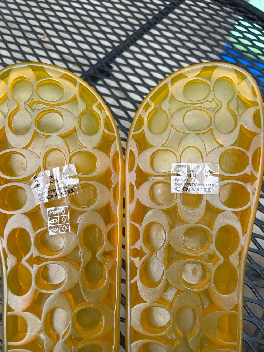 Coach Translucent Yellow Jelly Slide Sandals - Picture 5 of 5